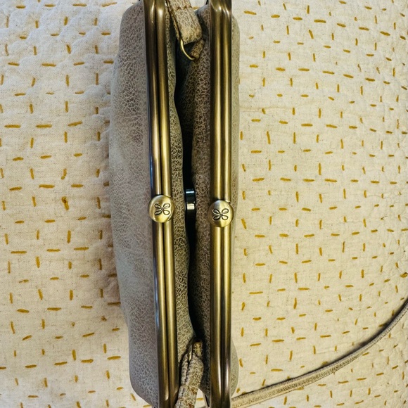 Lovely soft calfskin leather burnished gold over cream small purse. Like new. - Picture 10 of 14